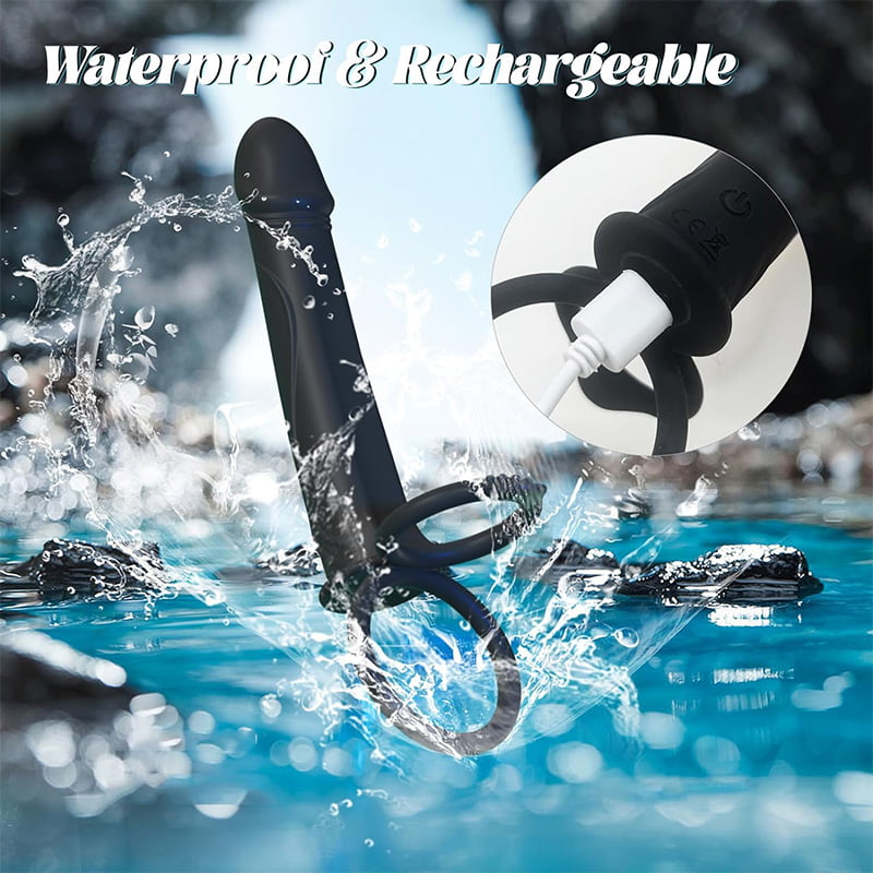 Anal Couples Strap On Anal Dildo With Vibrating Cock Ring