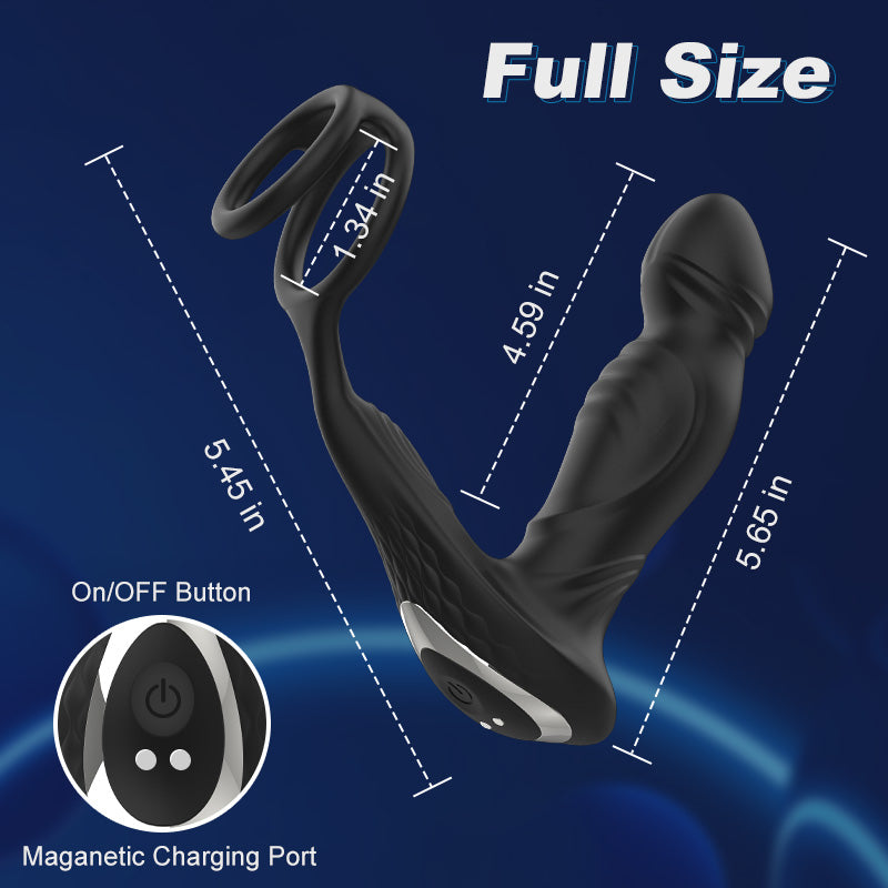 Asura App Control Wiggling & Tapping Prostate Massager with Dual Cock Rings