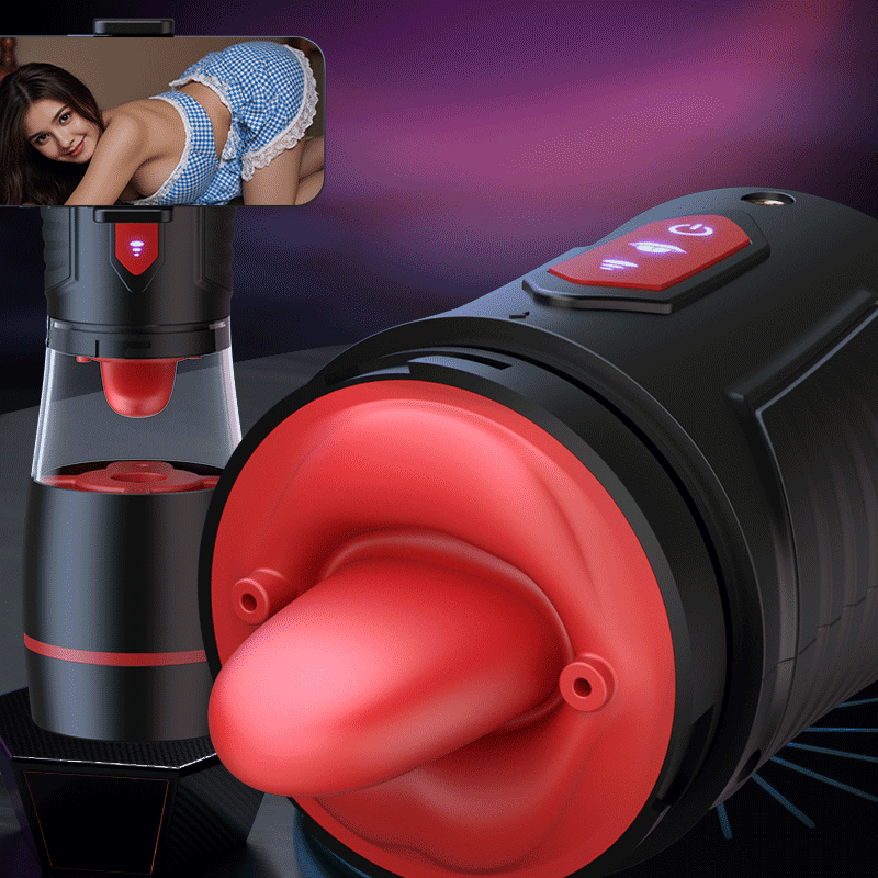 【Partner Play】LickMe Phone Holder 4 Suction 7 Tongue-Licking Voice Function Male Stroker Masturbator