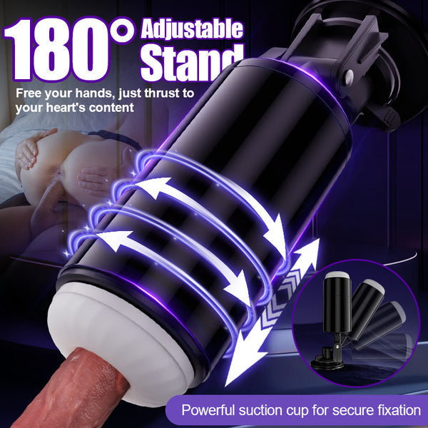 Lightspeed - 4 in 1 Masturbator Cup 7 Thrutings & 7 Rotatings Suction Cup Mount Magnetic Inner Liner