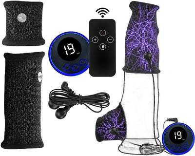 BDSM Electro Shock Adjustable Dual Penis Ring Testicle Ring Set Cock Ring Electrical Stimulator Penis Rings Glans Ring Penis Stimulation SM Sex Toys for Men