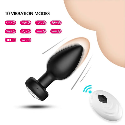 10 Frequency Vibrating Silicone Anal Plug Suit