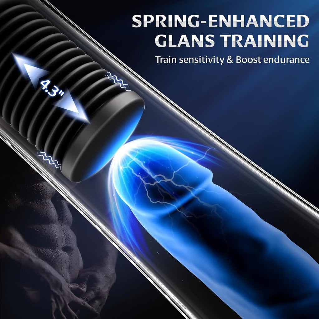 Male Masturbator Penis Pump Sex Toys for Men, 9 Vibrating Spring & 5 Vacuum Suction Adult Mens Sex Toy with 2 Switchable Sleeves for Masturbation or Training, Govosaa Fleshliglt for Men Masterubaters