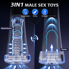 Load image into Gallery viewer, Male Masturbator Penis Pump Sex Toys for Men, 9 Vibrating Spring &amp; 5 Vacuum Suction Adult Mens Sex Toy with 2 Switchable Sleeves for Masturbation or Training, Govosaa Fleshliglt for Men Masterubaters