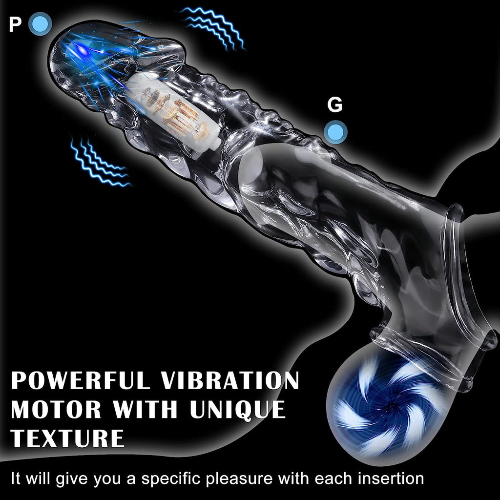 3.6 inch Clear Reusable Penis Sleeve with Vibrator Penis Ring