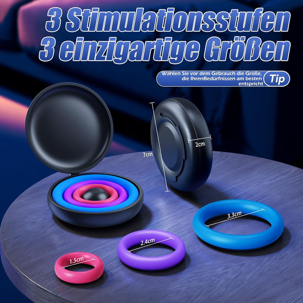 Reusable Silicone Penis Ring - Candy Colours 3 Different Sizes Penis Pump Sex Toys for Couples