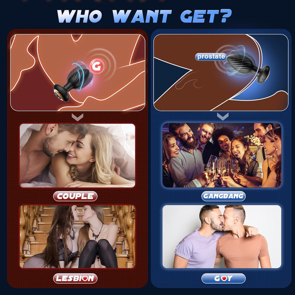 Anal Vibrators Sex Toys, Anal Toys Anal Plug with 7 Rotation & 7 Vibration, Adult Toys Remote Control Vibrator Sex Toys4couples Men & Women Thrusting