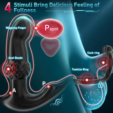 Load image into Gallery viewer, Prostate Massager Male Sex Toys, Expanding Anal Plug Steel Beads &amp; 60° Finger-Thrust Motion, Vibrating Butt Plug with 7 Tapping &amp; Vibrating Modes Anal Toys, Cock Ring Adult Sex Toy for Women Couples