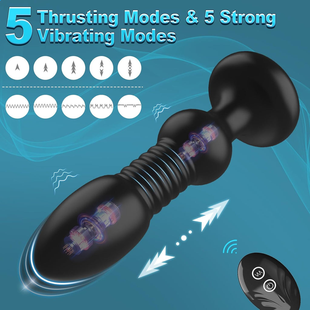 Thrusting Anal Plug Butt Plug, Remote Control Anal Sex Toy Vibrator With 5 Vibrating and Thrusting Modes,Prostate Massager For Male and Female, HBABY Waterproof Adult Sex Toy Anal Toys P Spot Massager