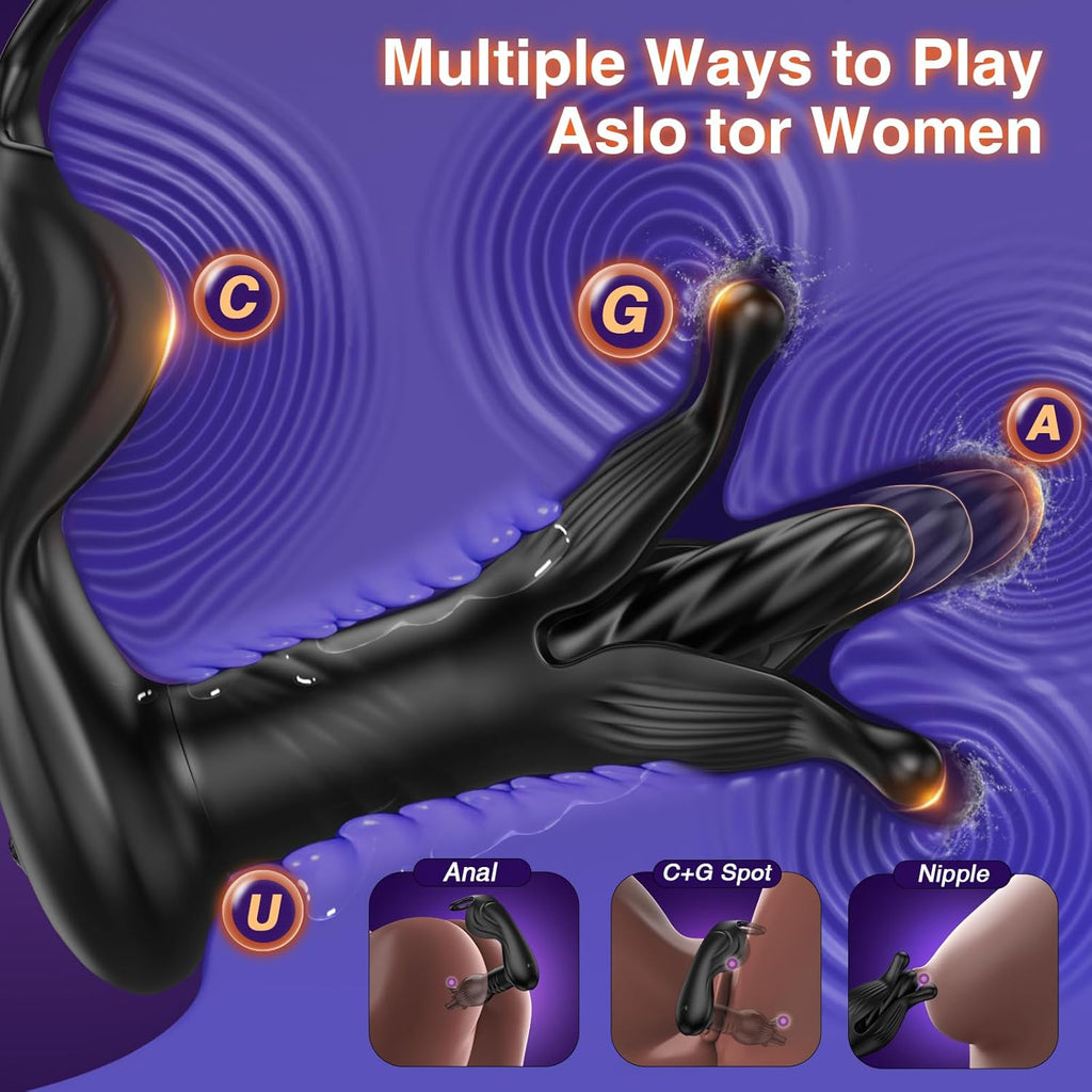Prostate Massager Anal Toys, BEISAR Butt Plug Male Sex Toys for Men Sex Toy Anal Plug Adult Toys with 9 Tension Shock Flapping Thrusting Vibrating Cock Ring Anal Vibrator Dildo for Men S&M Paddles
