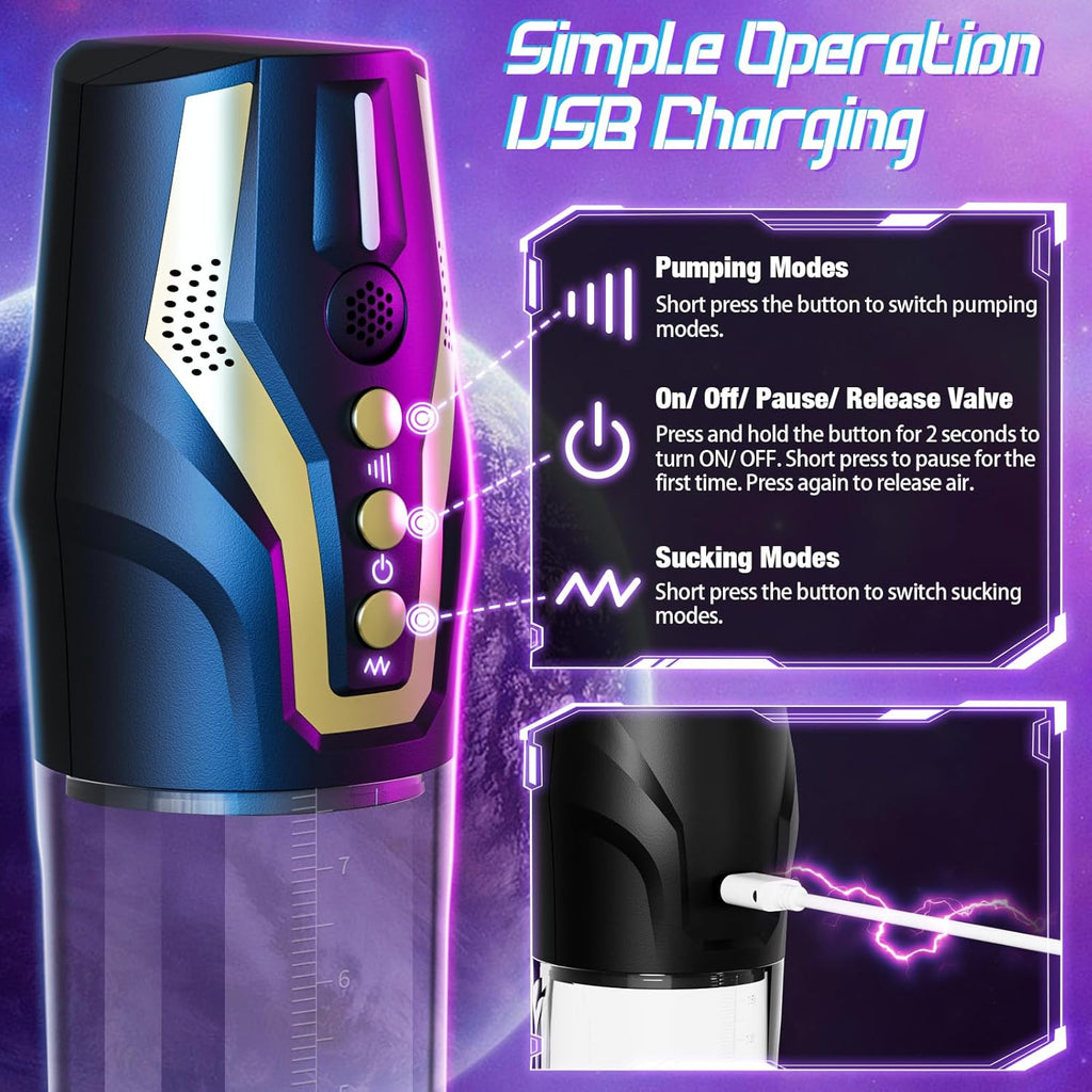 Male Sex Toys Penis Pump - Voice Control Penisp Pump with Cock Ring & Pocket Pussy, Male Masturbator 4 Sucking & 4 Pumping, Penis Extender Sex Toy Cock Pump, Dick Pump Penis Enlarger Sex Toýs for Man