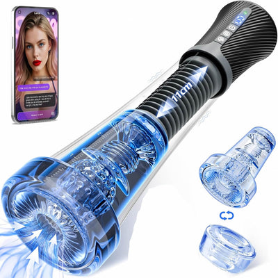 Male Masturbator Penis Pump Sex Toys for Men, 9 Vibrating Spring & 5 Vacuum Suction Adult Mens Sex Toy with 2 Switchable Sleeves for Masturbation or Training, Govosaa Fleshliglt for Men Masterubaters